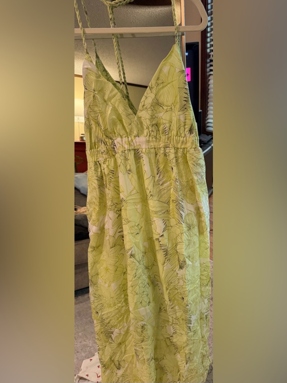 Forever 21 Lime Green Floral Maxi Dress